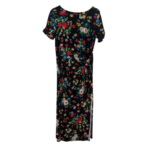 Sézane Pippa Navy Floral Long Maxi Dress Short Sleeve Tie Waist Size M - Picture 3 of 9